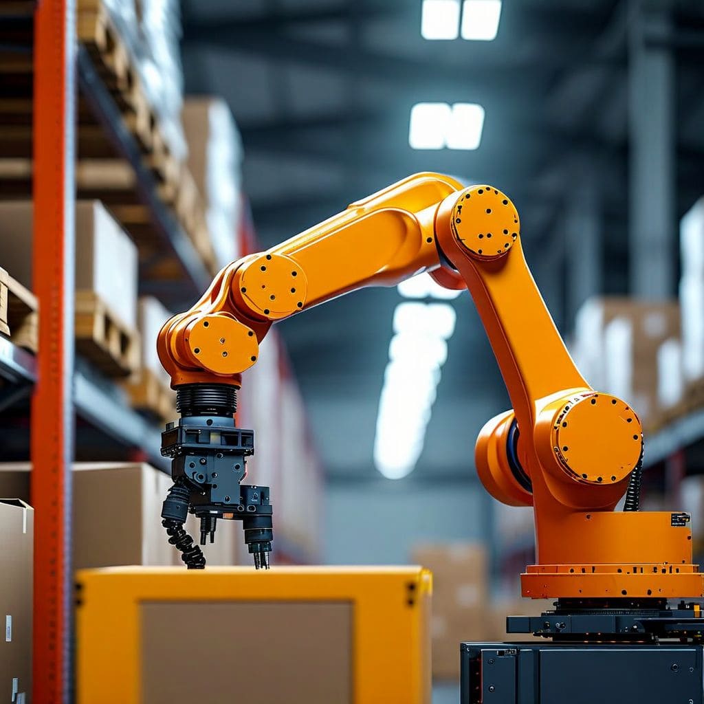 Agentic AI robot operating autonomously at a logistics site, illustrating the shift in autonomous robot rental capability in 2026