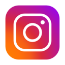 Instagram app icon with a white camera outline on a pink, purple, and orange gradient background.