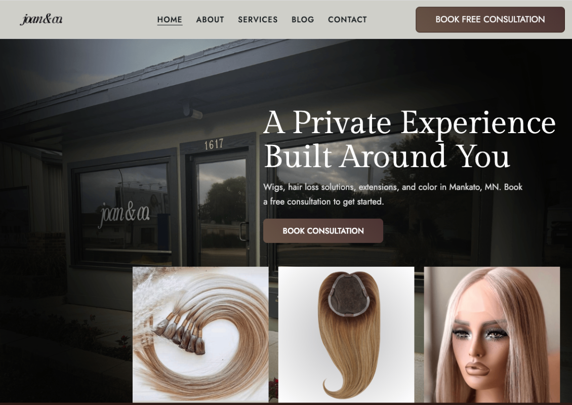 Joan & Co website Home page