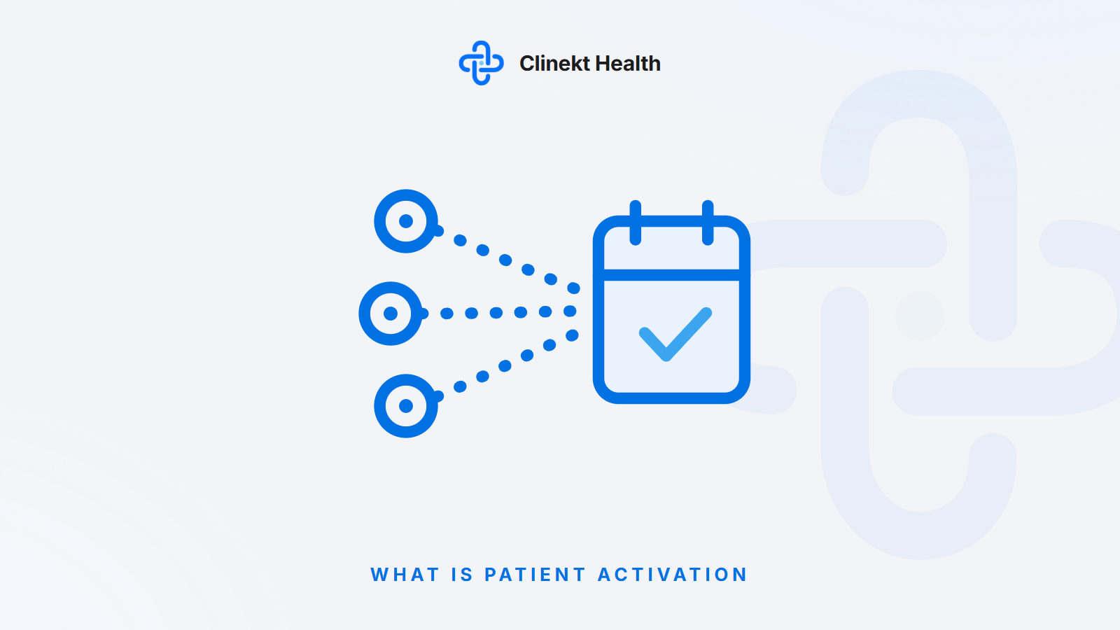 Three patient sources connecting to a booked appointment on a calendar - Clinekt Health illustration of patient activation