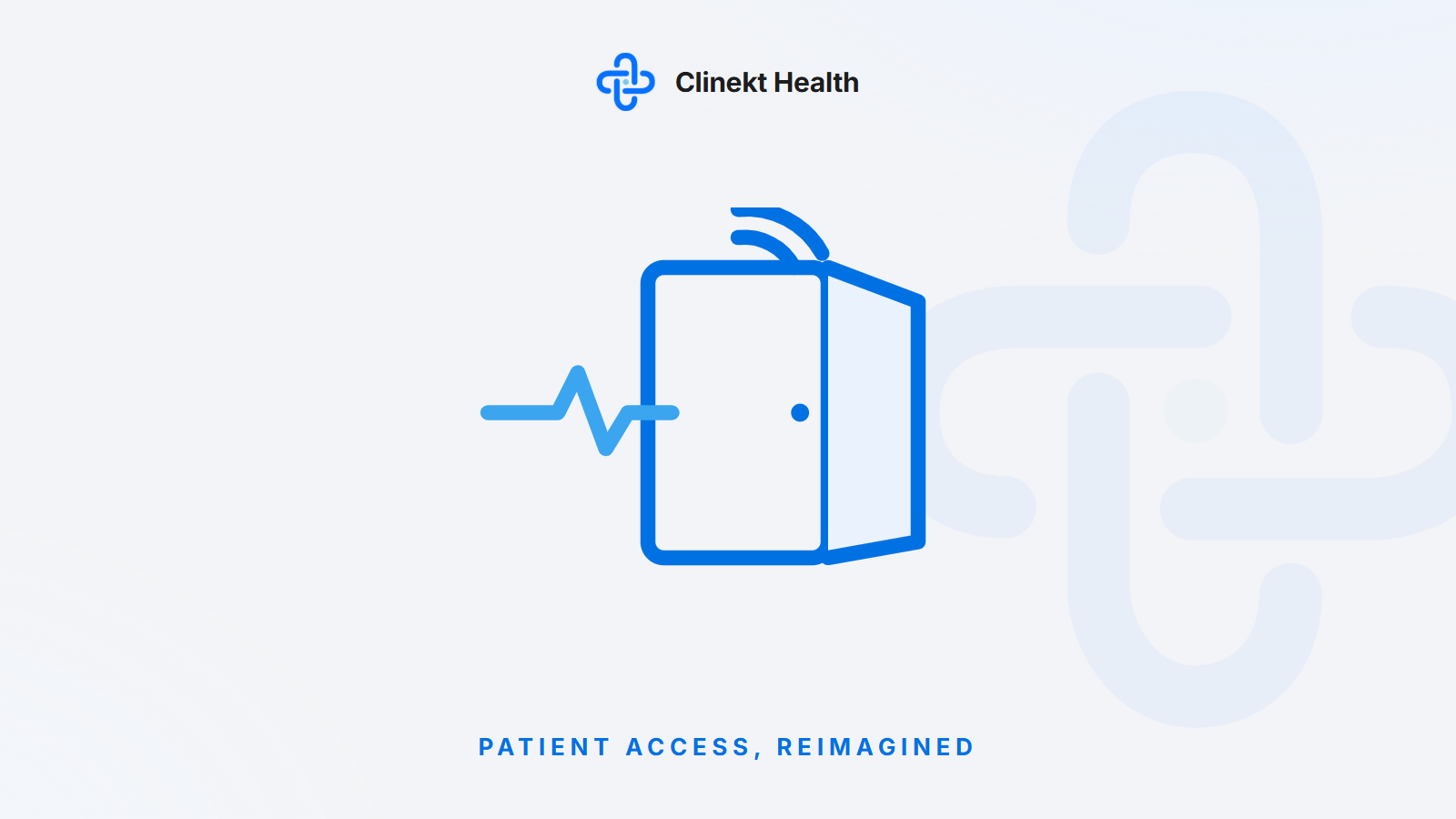 An open door with a patient pulse line entering - patient access reimagined for specialty care, Clinekt Health illustration