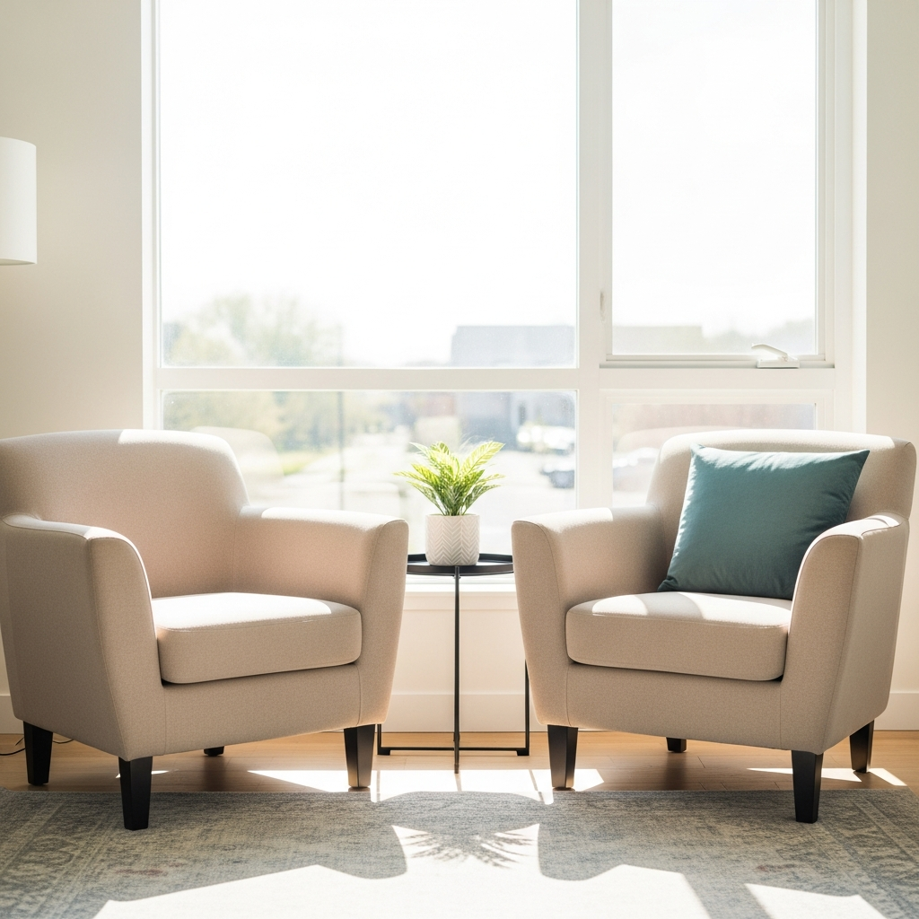 A behavioral health intake room set up for a psychiatric diagnostic evaluation billed under the 90791 CPT code
