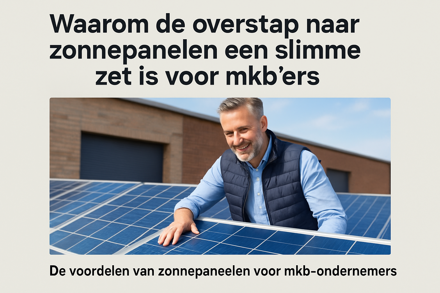 Waarom de overstap naar zonnepanelen een slimme zet is voor mkb'ers