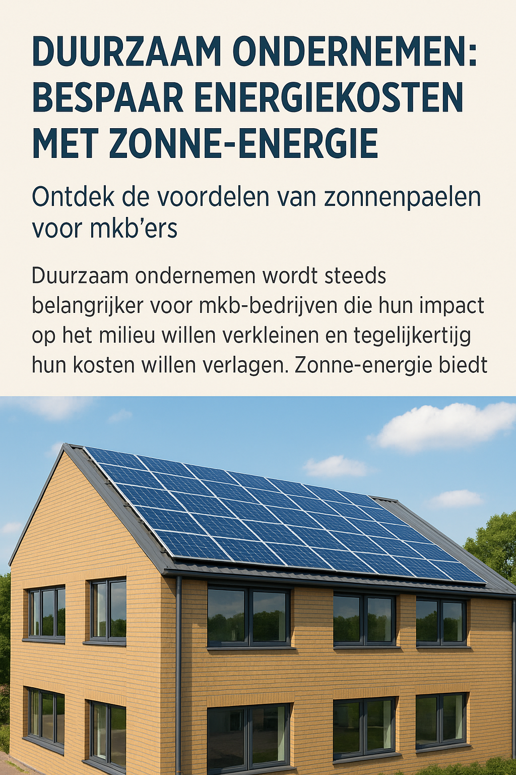 Duurzaam Ondernemen: Bespaar Energiekosten met Zonne-energie