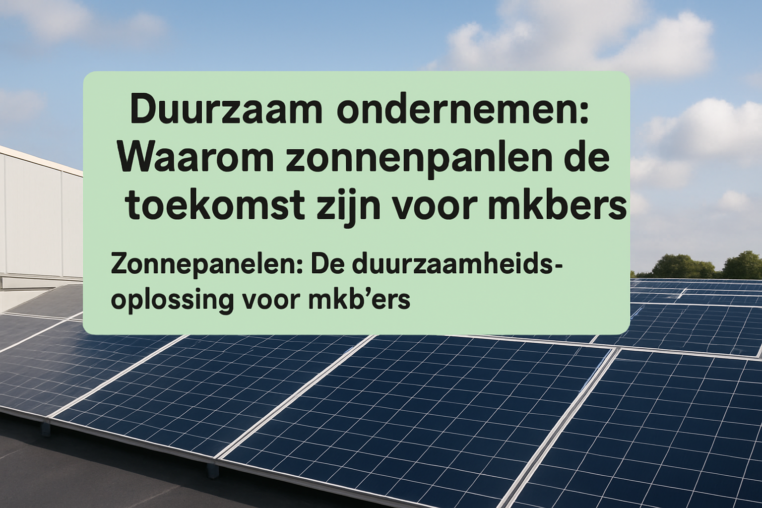 Duurzaam ondernemen: Waarom zonnepanelen de toekomst zijn voor mkb-bedrijven