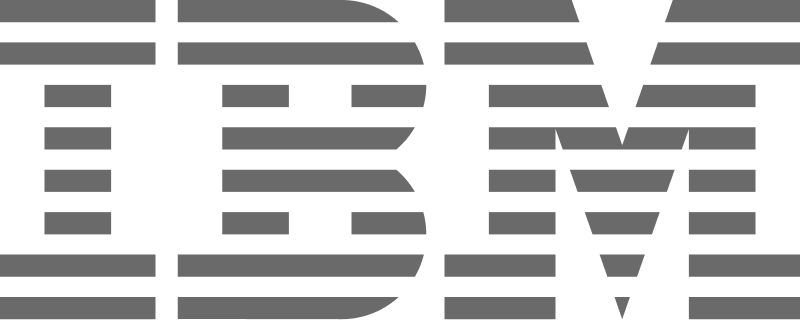 IBM logo with bold horizontal stripes forming the letters IBM.