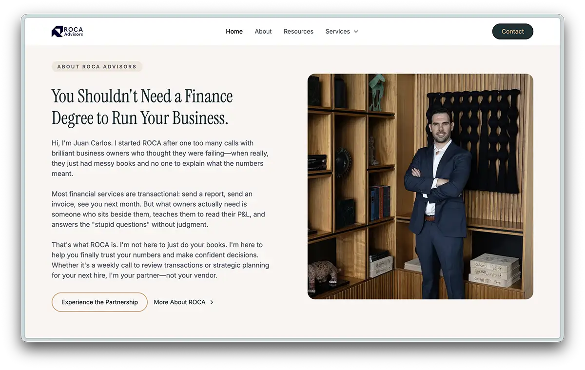 RocaAdvisors.com screenshot
