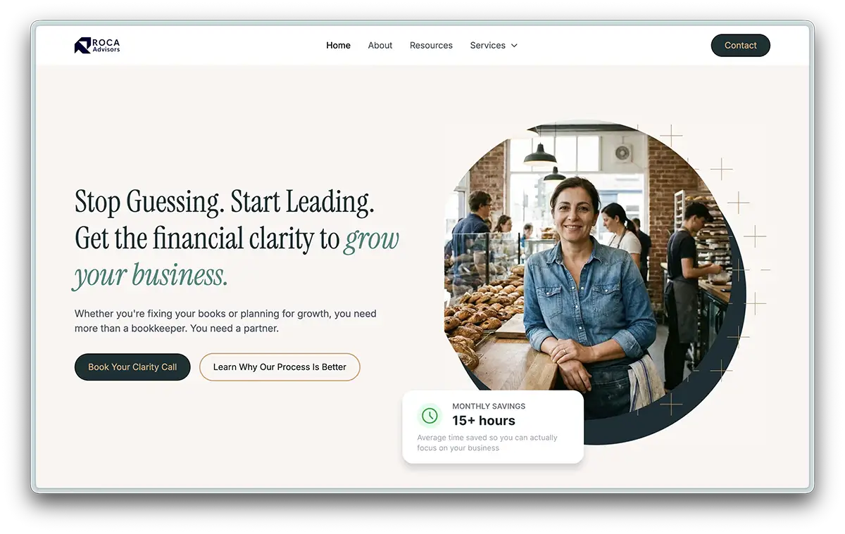 RocaAdvisors.com screenshot