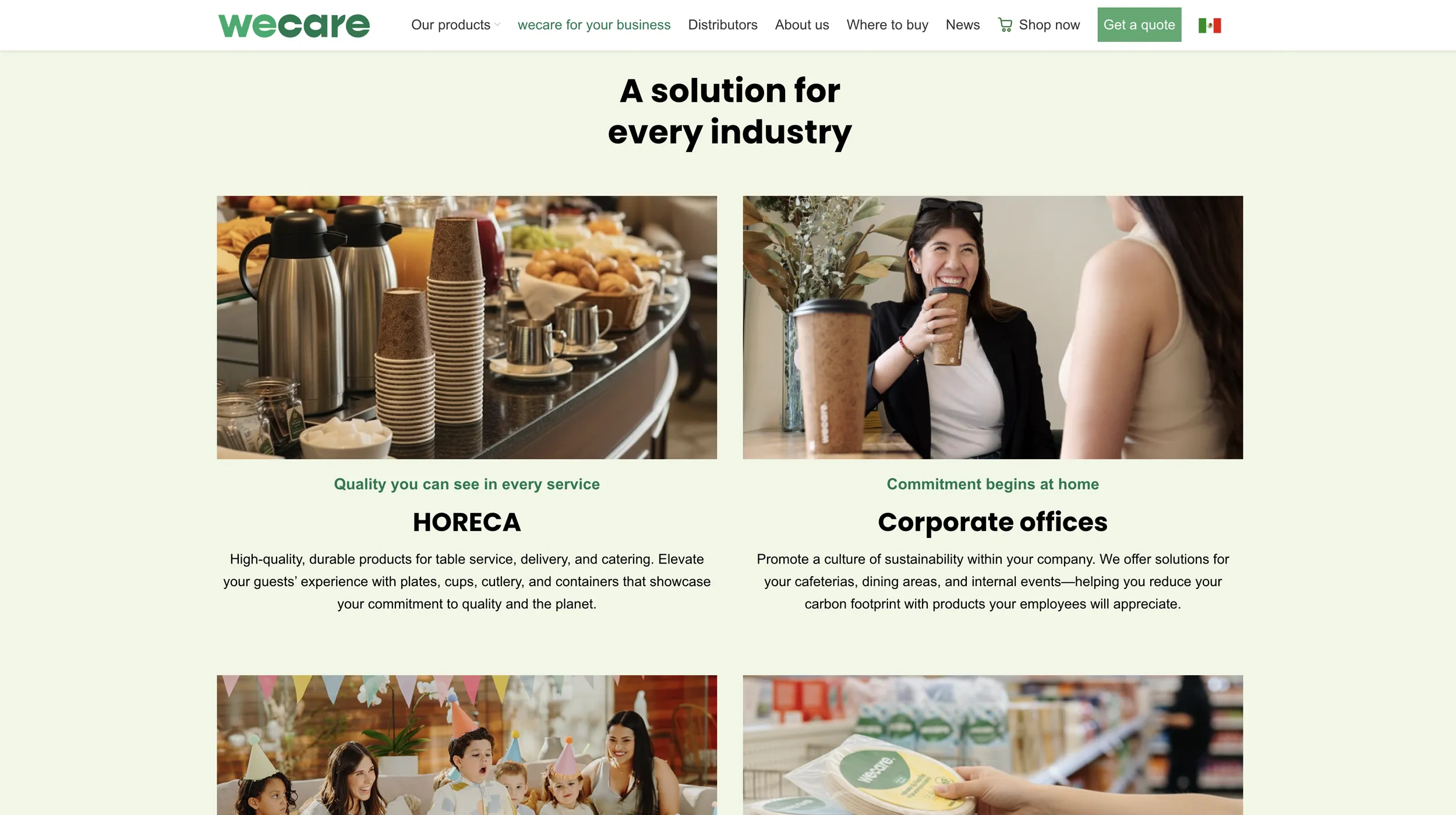 Screenshots of the new WeCare website, built on WordPress.