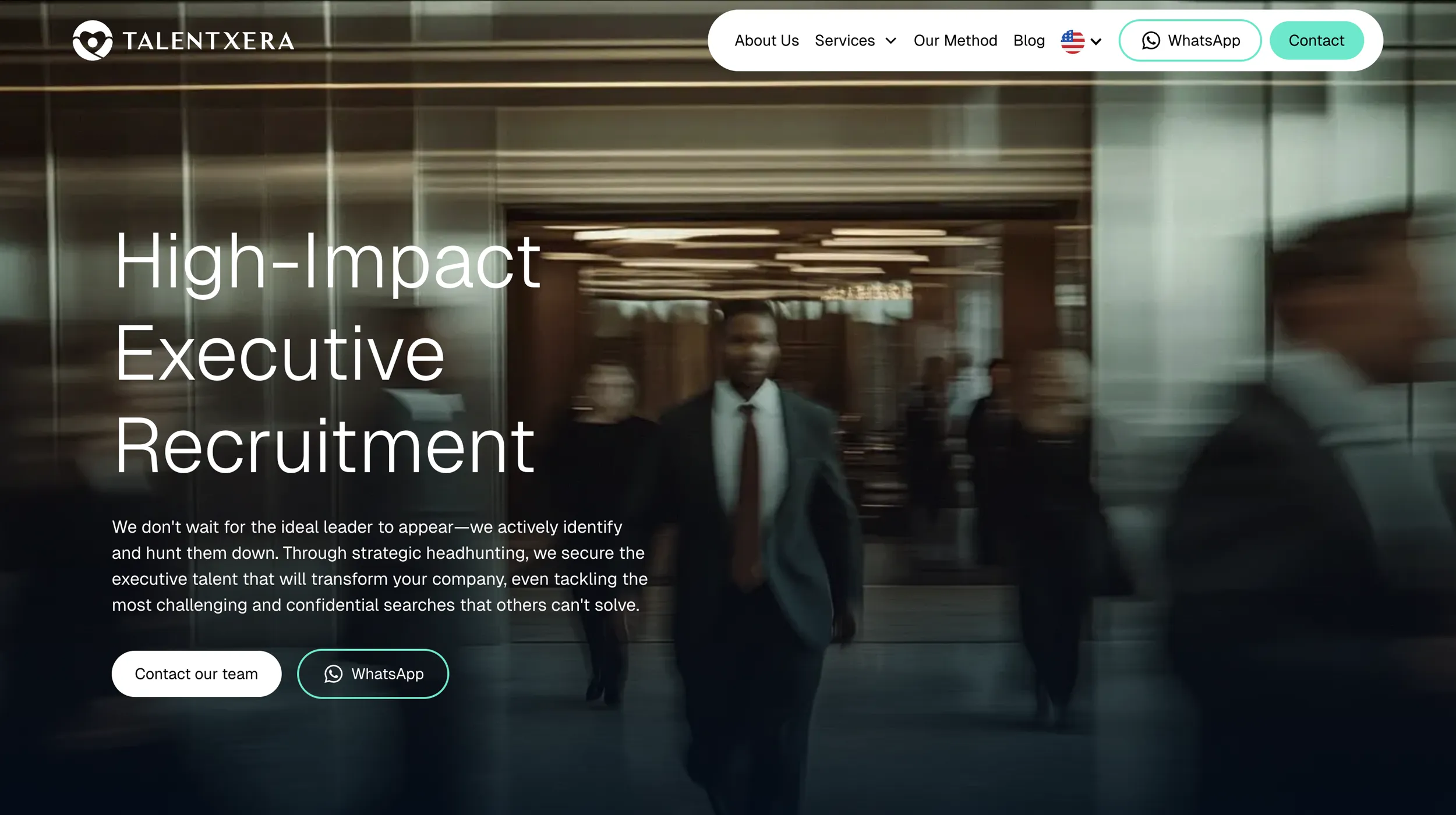 Screenshot of TalentXera's new website