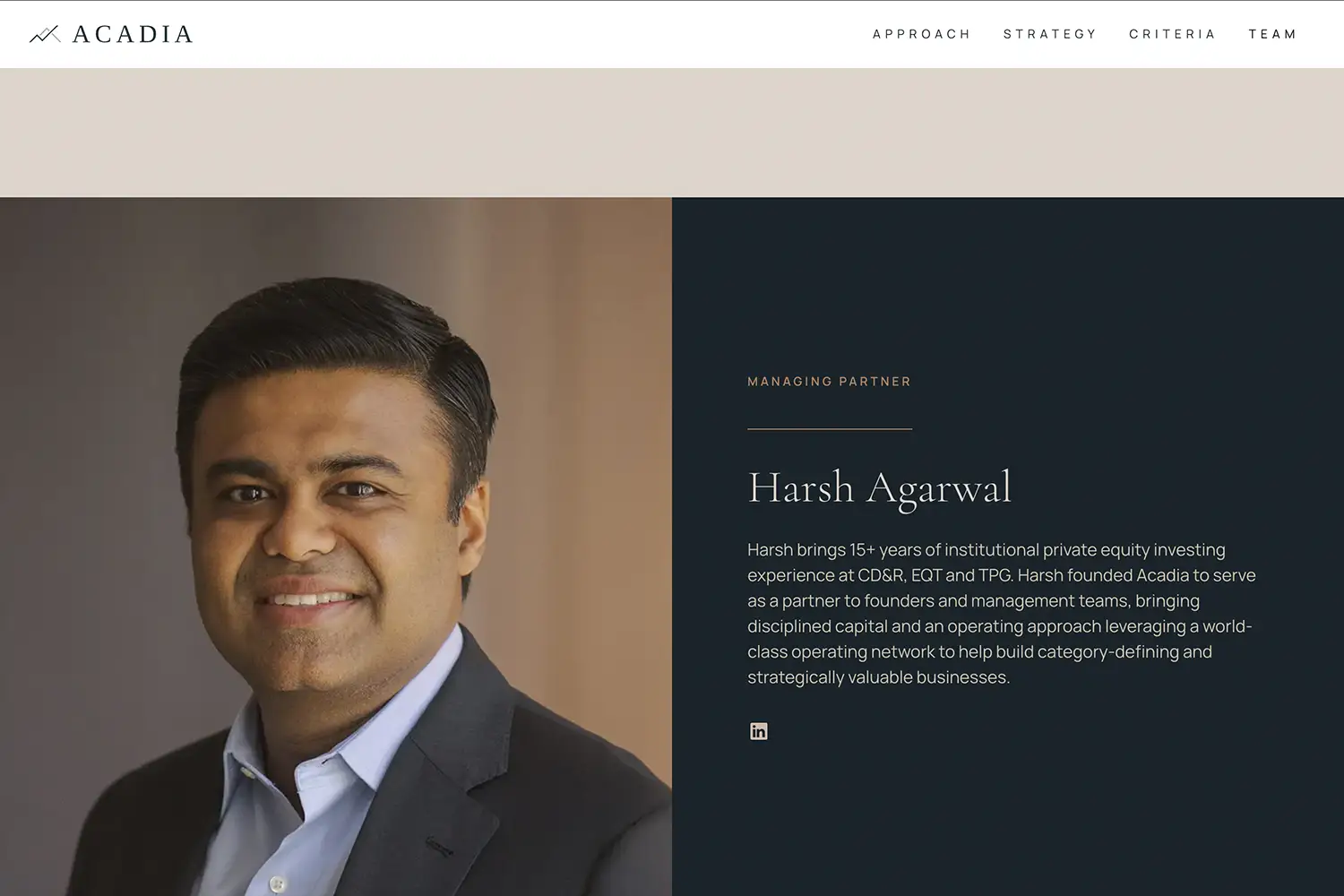 Screenshot of Acadia's new website
