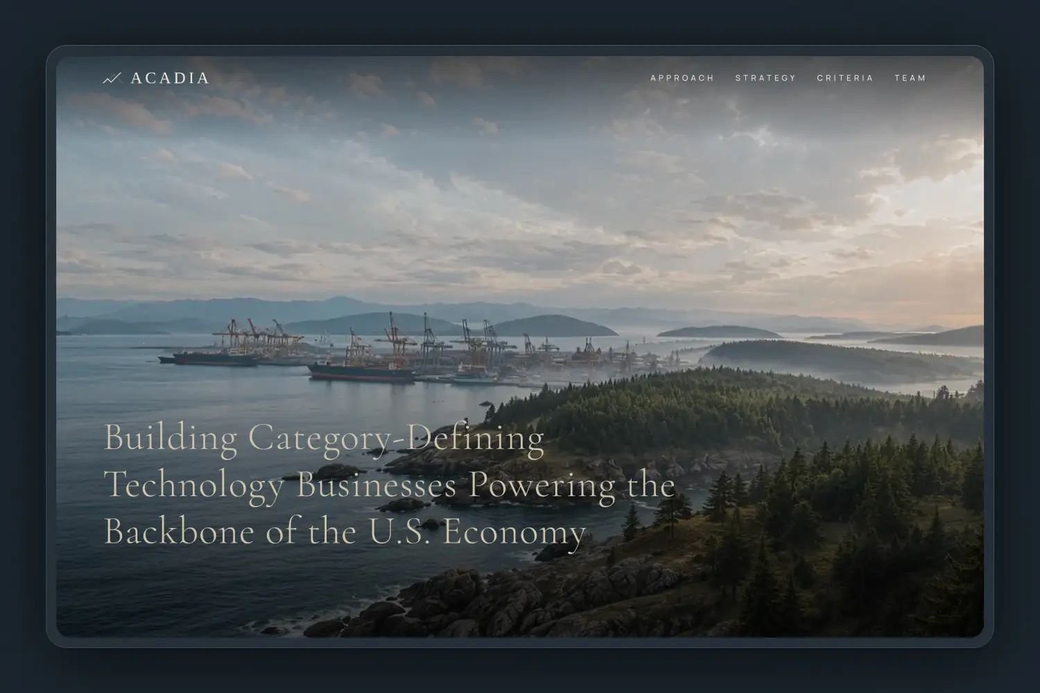 Screenshot of Acadia's new website