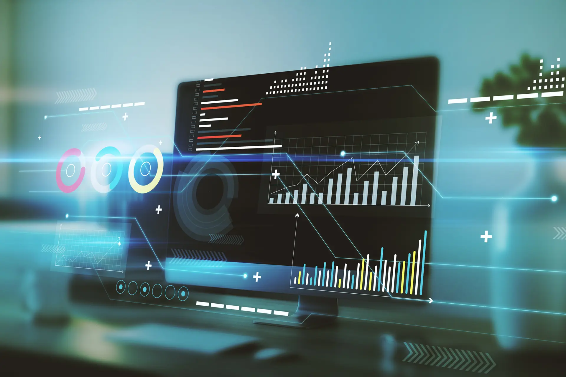 An image depicting a tech or AI dashboard on a computer screen