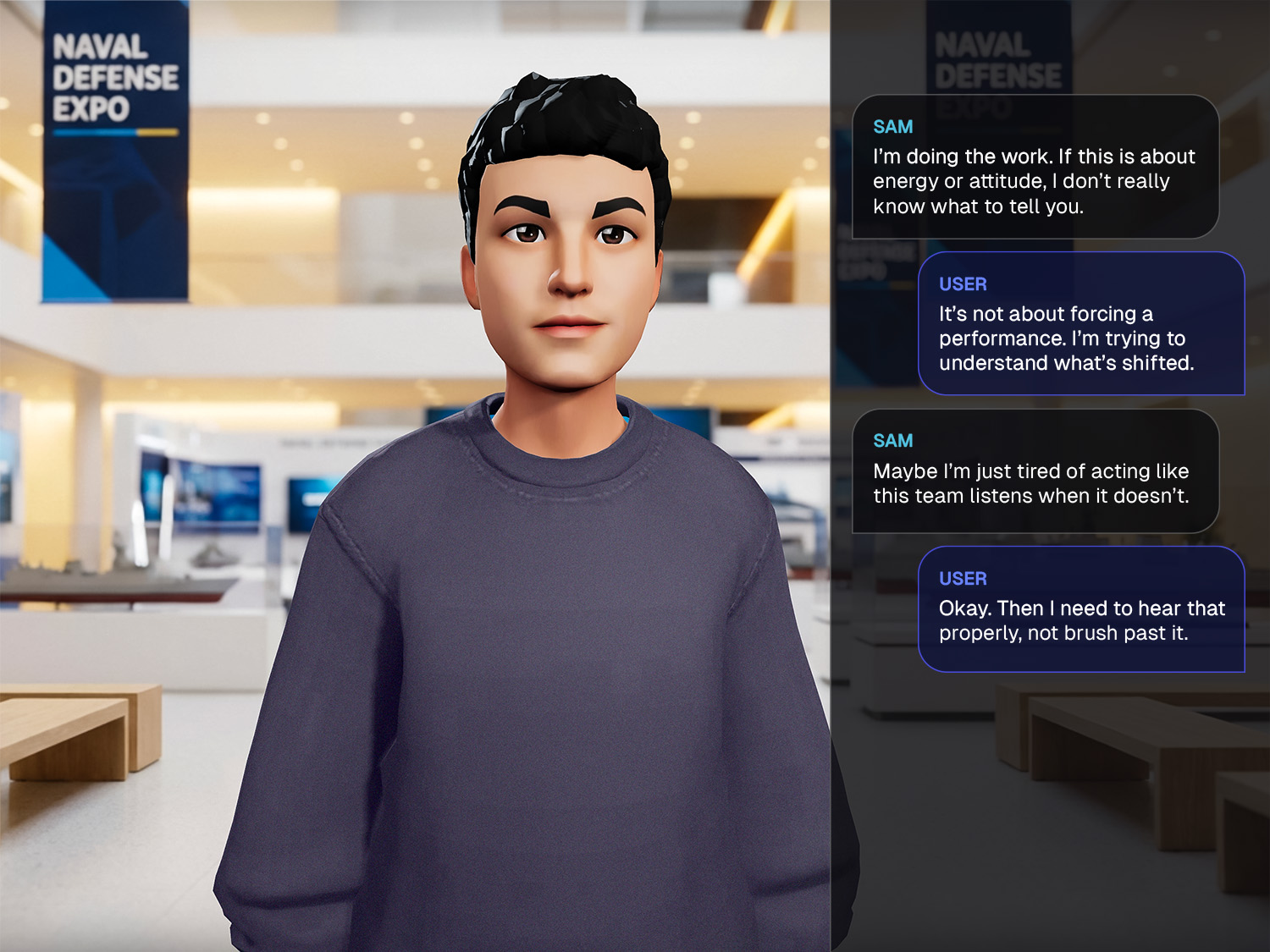 AI simulation training showing emotional realism