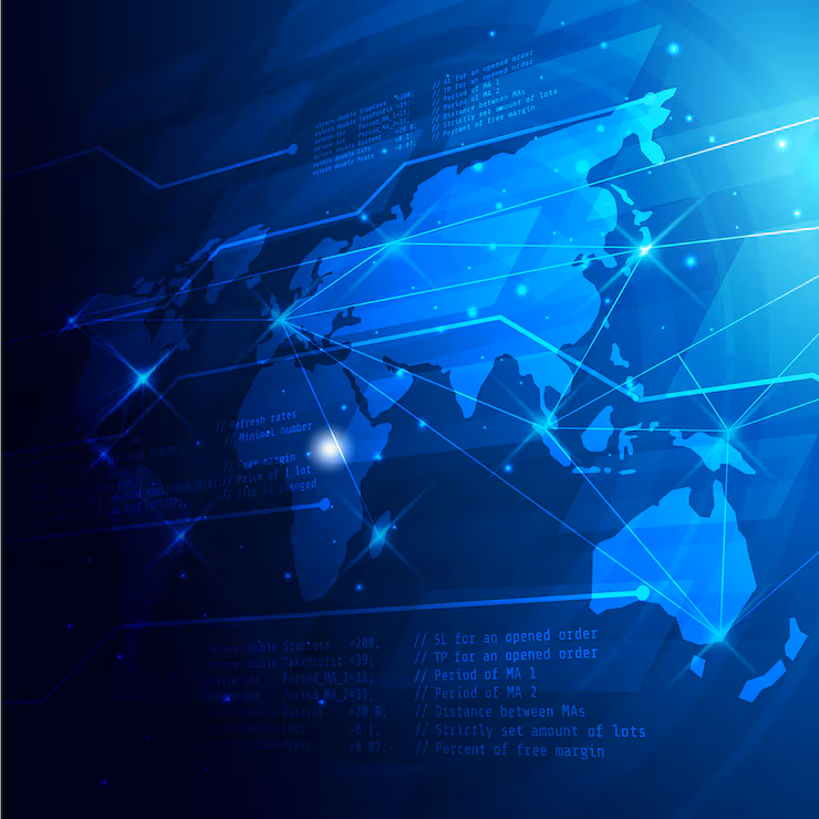 Mapa mundial digital - Alcance global da tecnologia ATA360