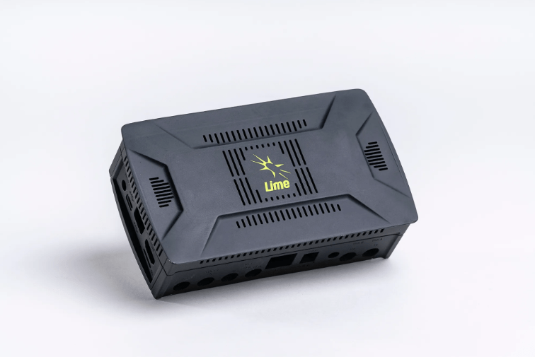 Black 3D printed electronics housing prototype