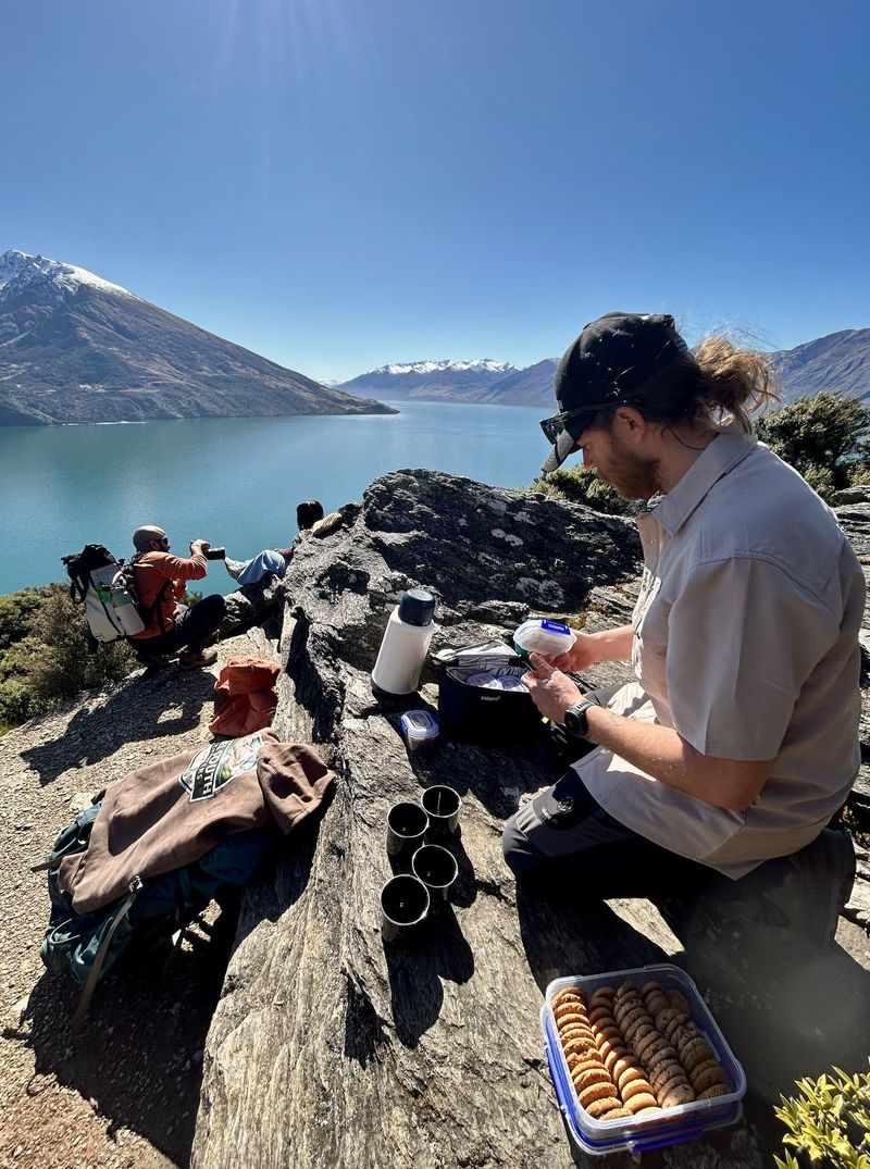 Snack break with a view on a Reel South Charters hike