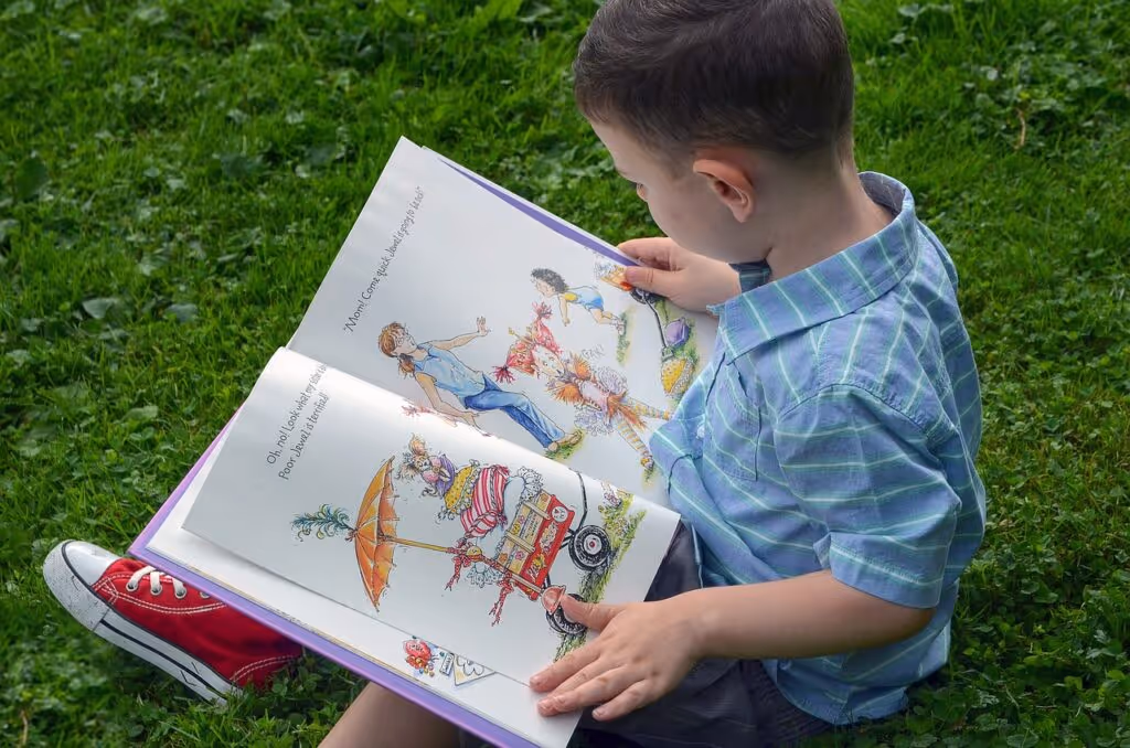Young boy reading