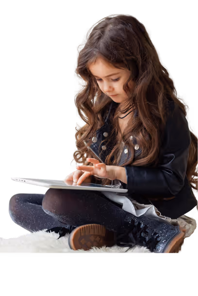 Student engaging in a learning activity using a tablet.