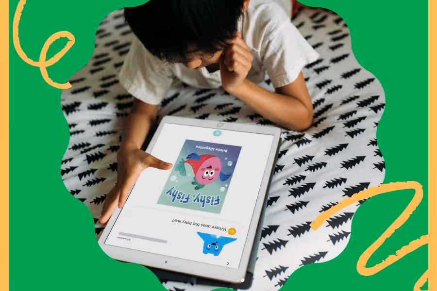 Girl engaging in a learning activity using a tablet.