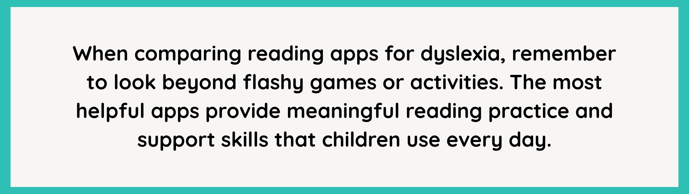 Quote highlighting meaningful reading practice over flashy features