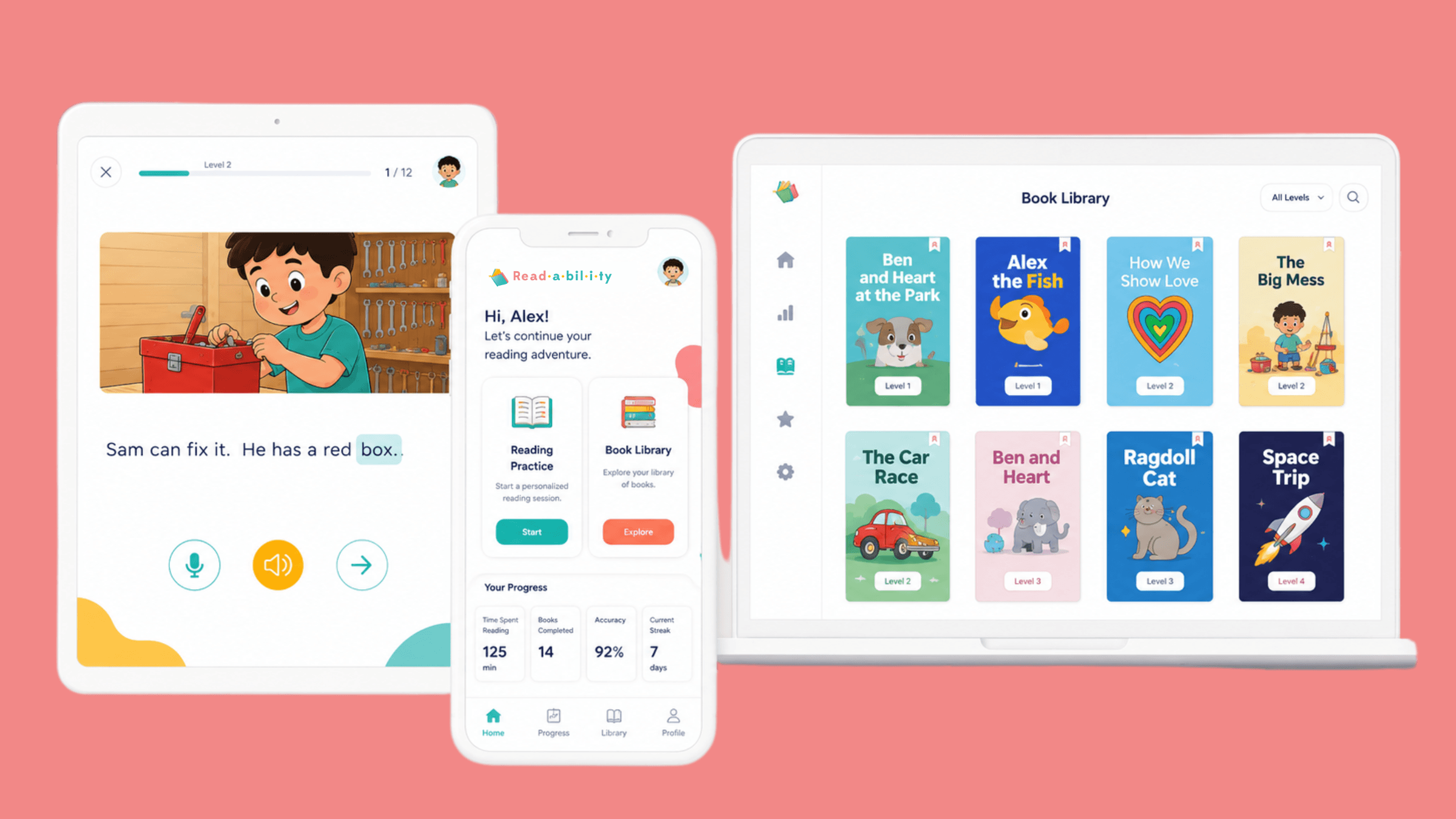 Readability Tutor personalized reading practice and progress tracking platform