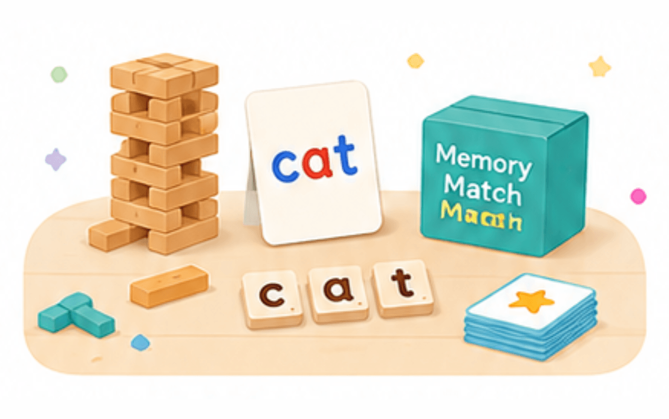 Juegos prácticos para la dislexia, incluido Jenga