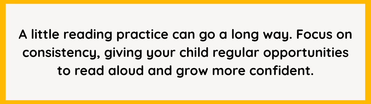 Quote about how regular reading practice helps children build reading fluency