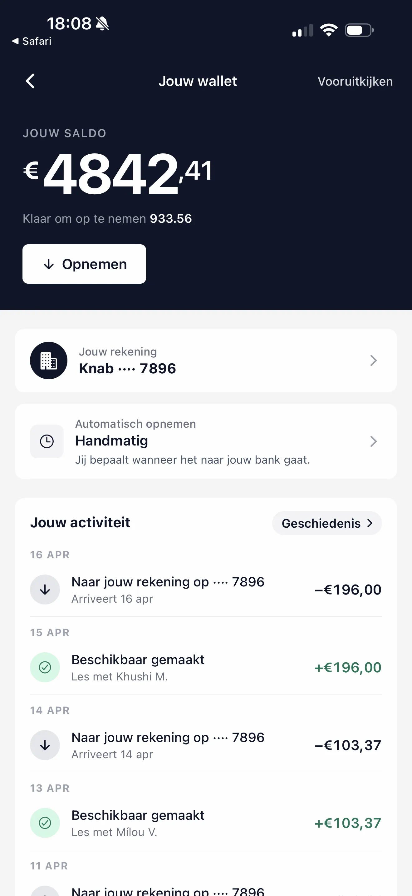 Schermafbeelding van de chat in de MAIR-app