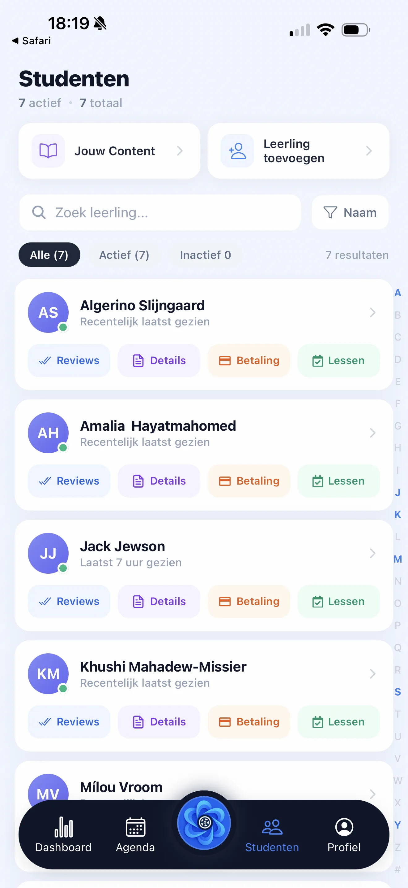 Schermafbeelding van de lesplanning in de MAIR-app