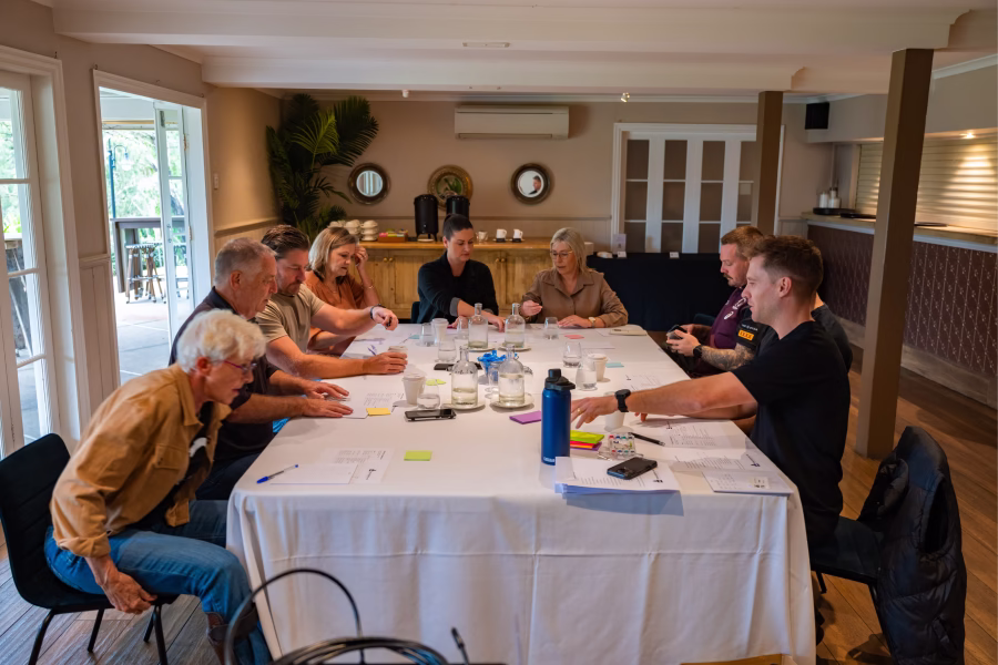 team having a table meeting