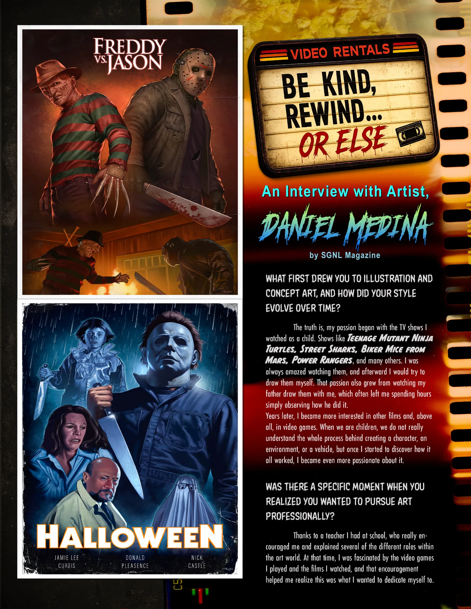 Daniel Medina artist interview opener in SGNL Magazine