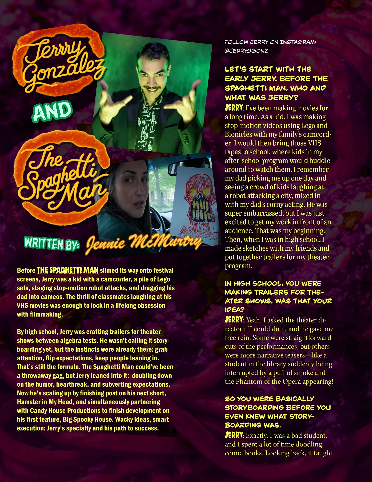 Jerry Gonzalez filmmaker feature opener in SGNL Magazine