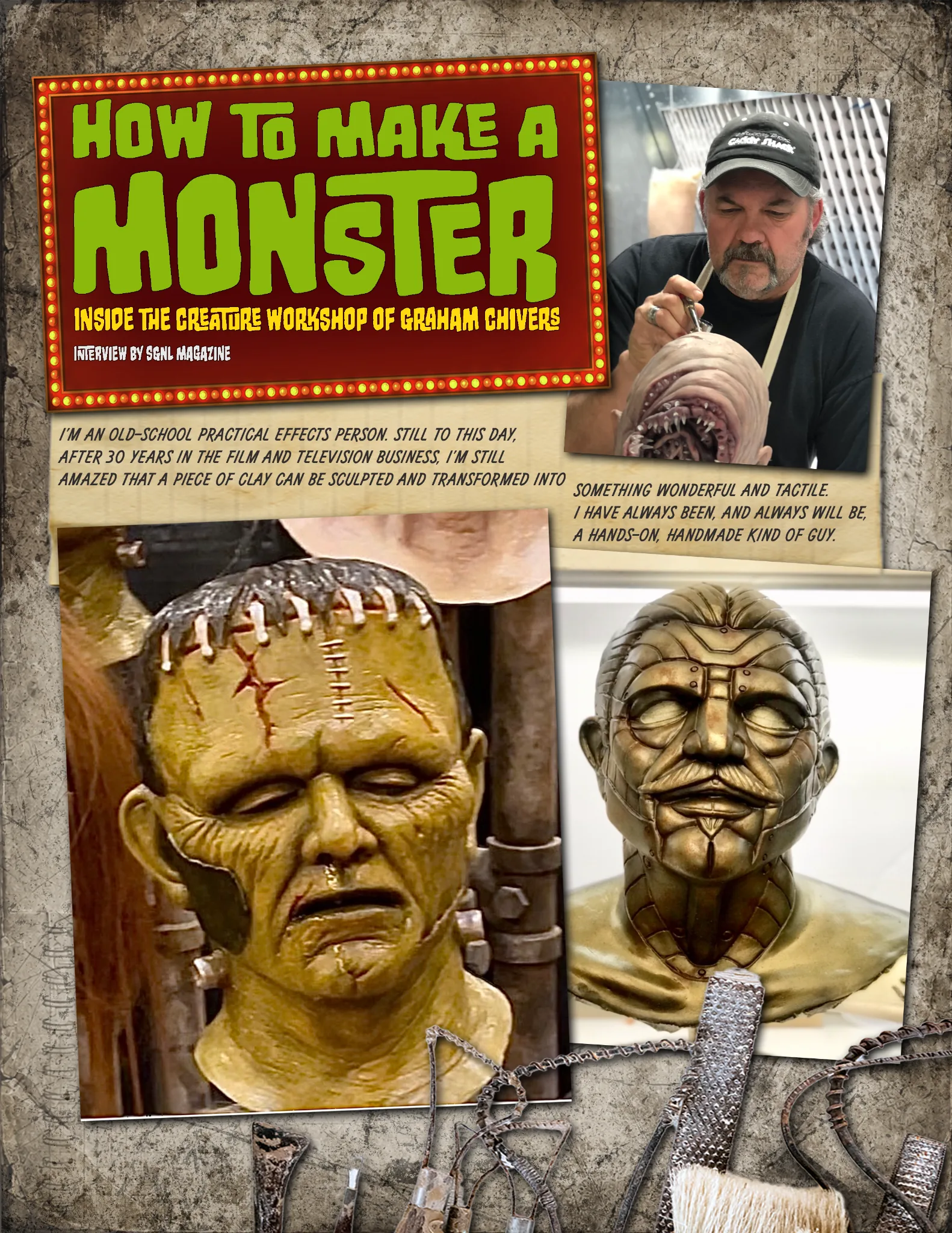 Graham Chivers practical effects feature opener in SGNL Magazine