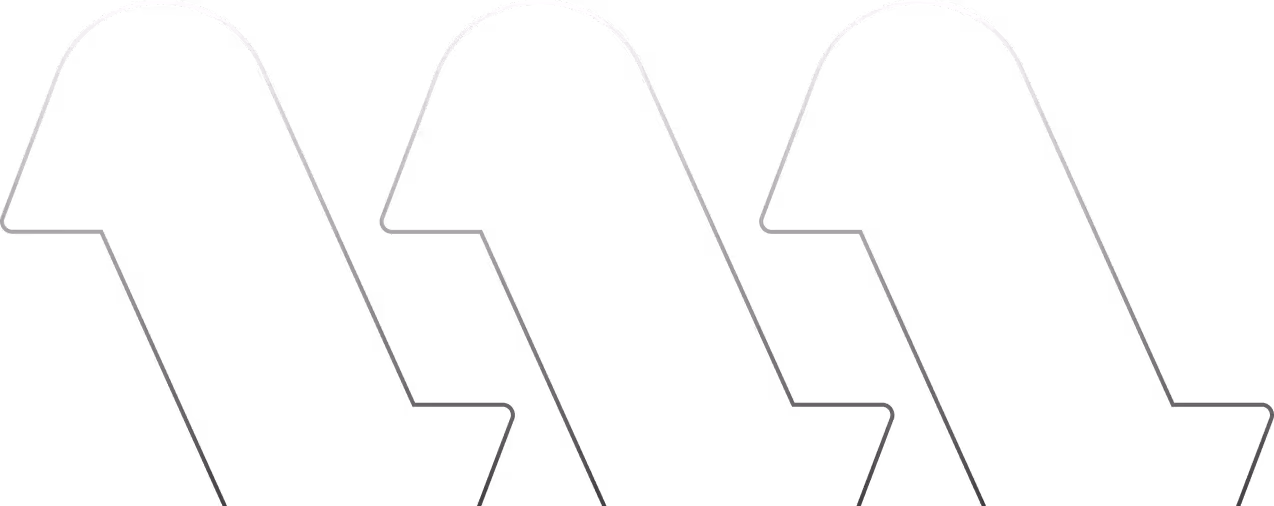 Three curved arrows pointing downward and to the right in a repeating pattern.