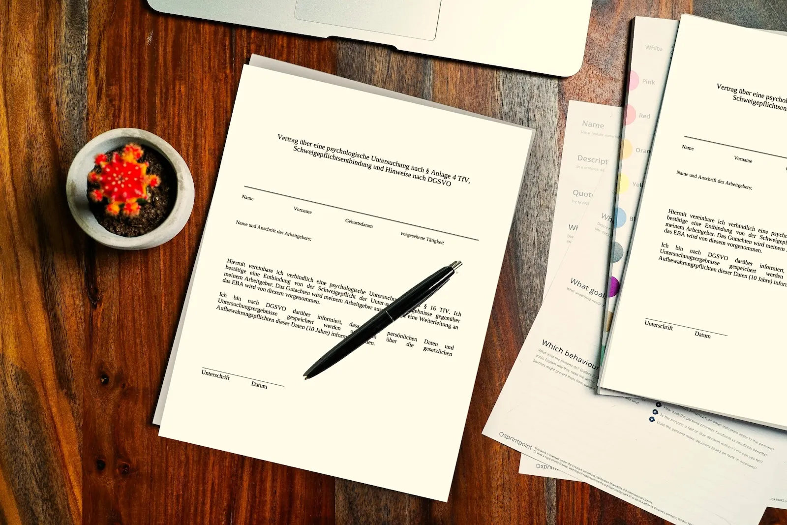 Bild von einem Gutachten mit Füller 