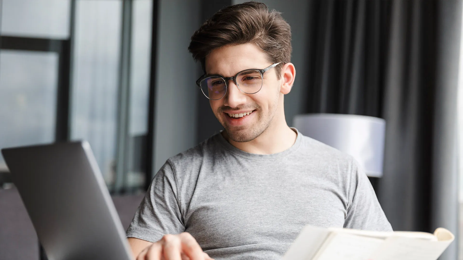 man working at computer