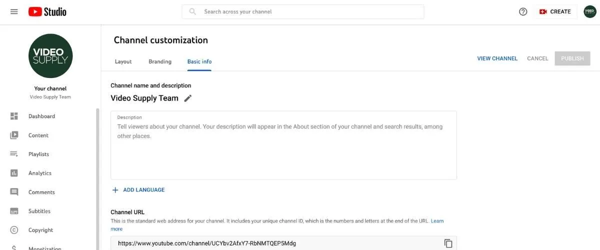 customize youtube channel