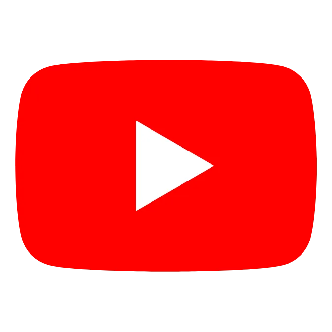 Red YouTube play button icon with a white triangular play symbol in the center.