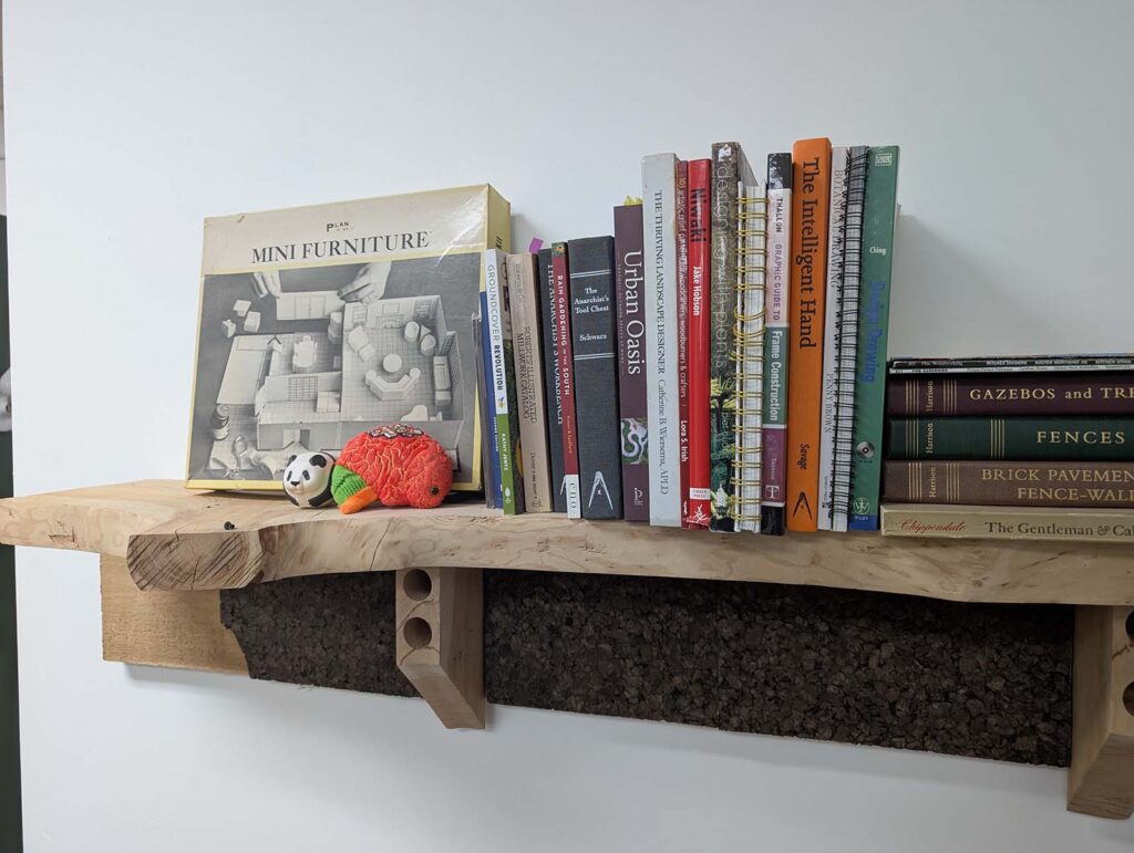 landscape designer's shop bookshelf