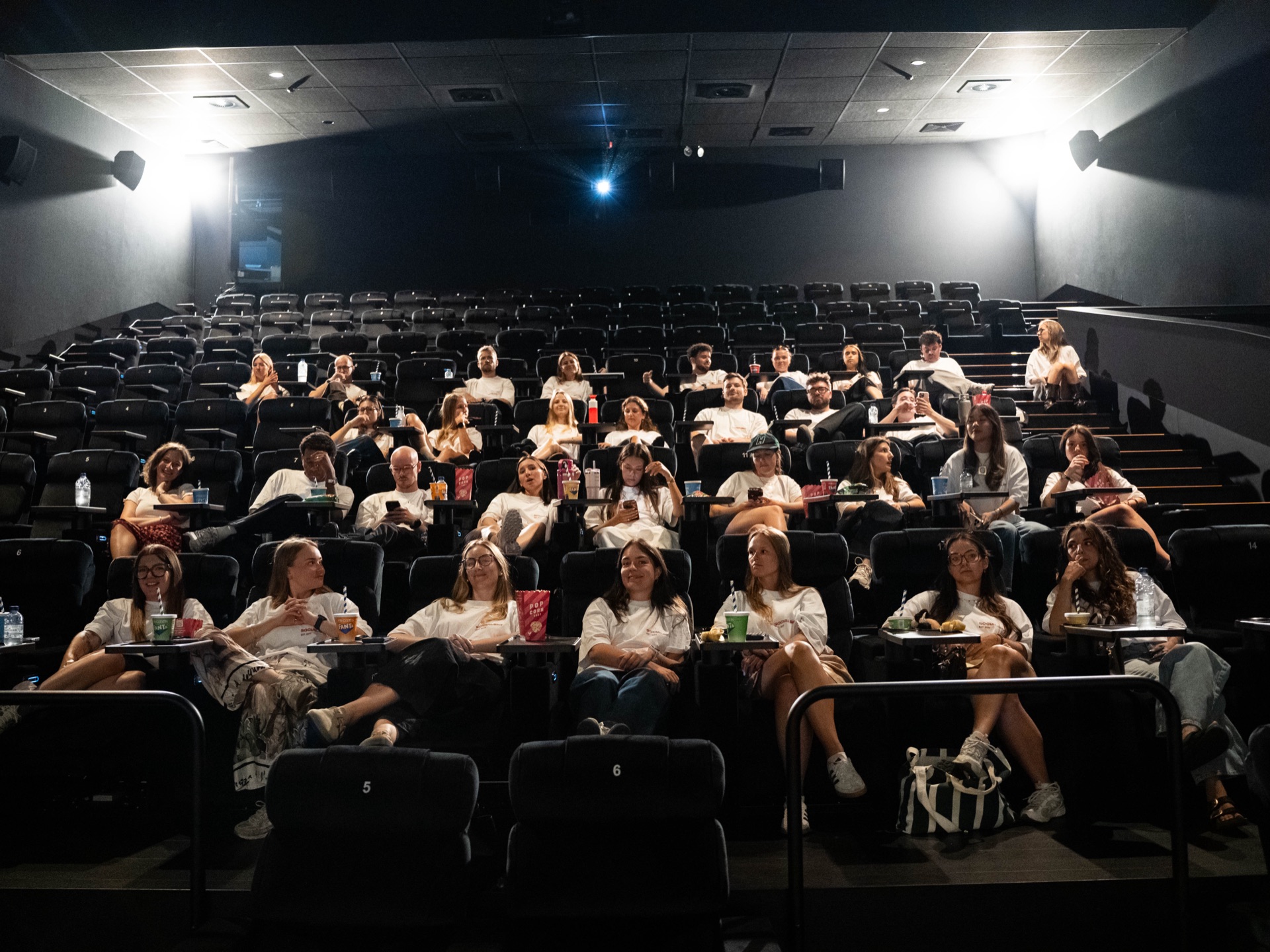 The socialsky team gathered in a cinema for its annual kick-off