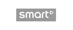 Smart brand logo in white on gray background.