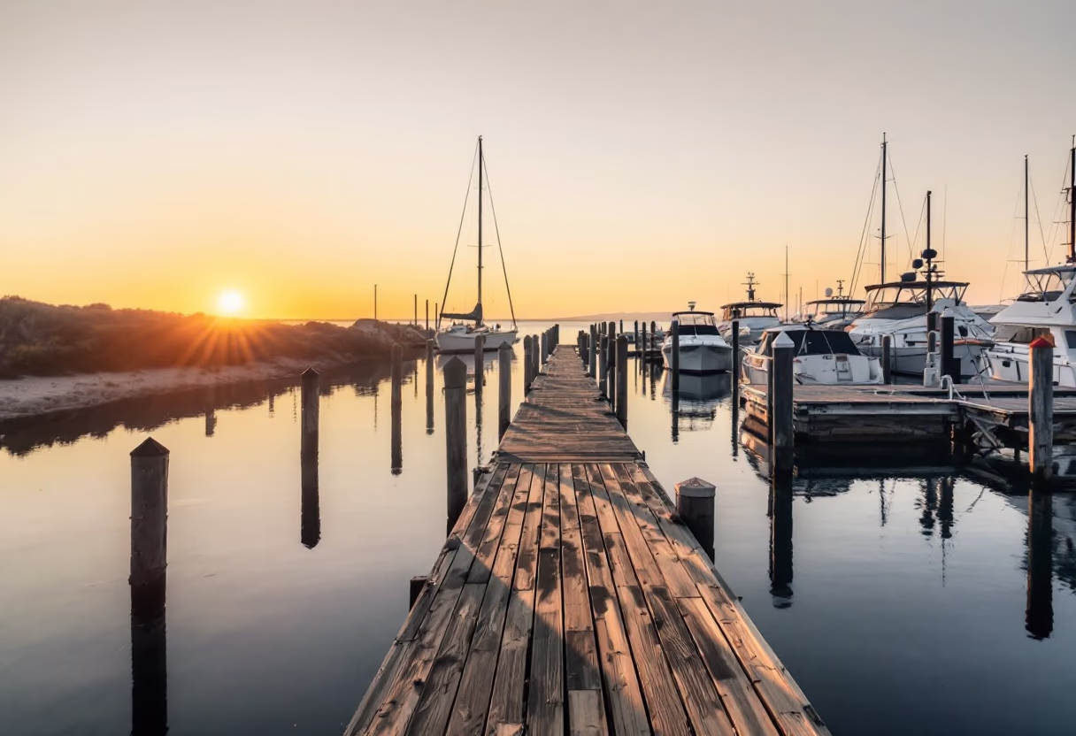 [background image] of tranquil marina at dawn (for a maritime service)