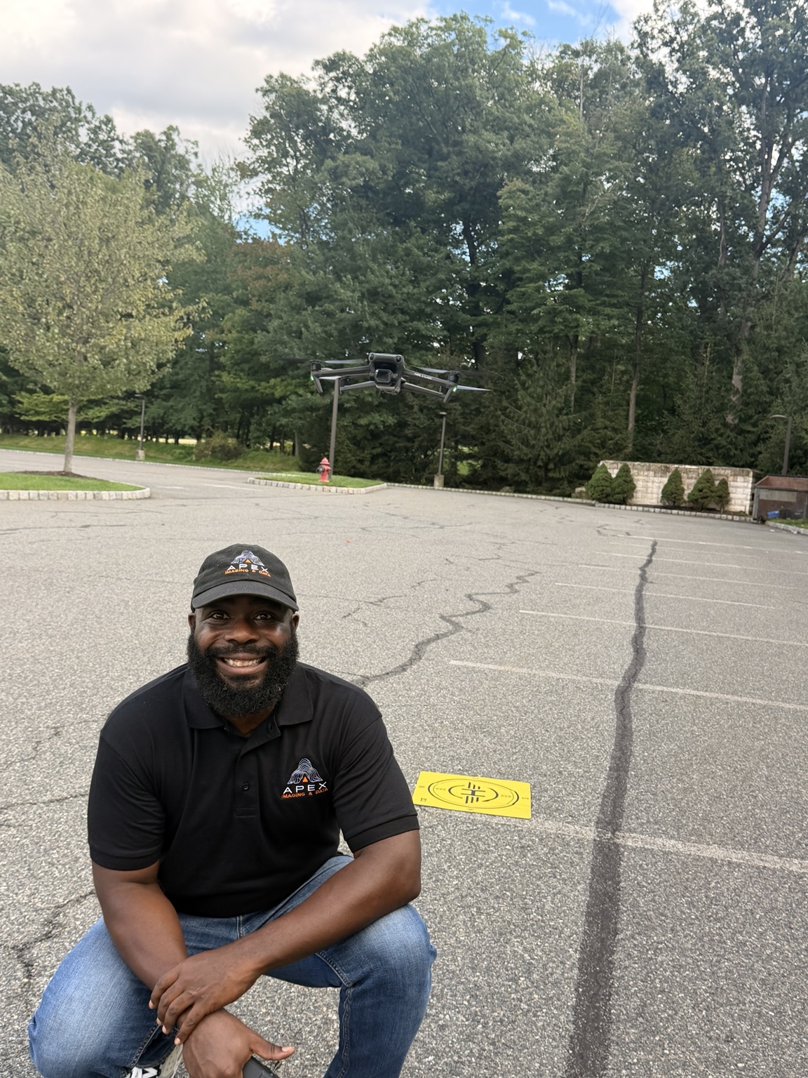 Jay Tucker with an Apex drone in flight
