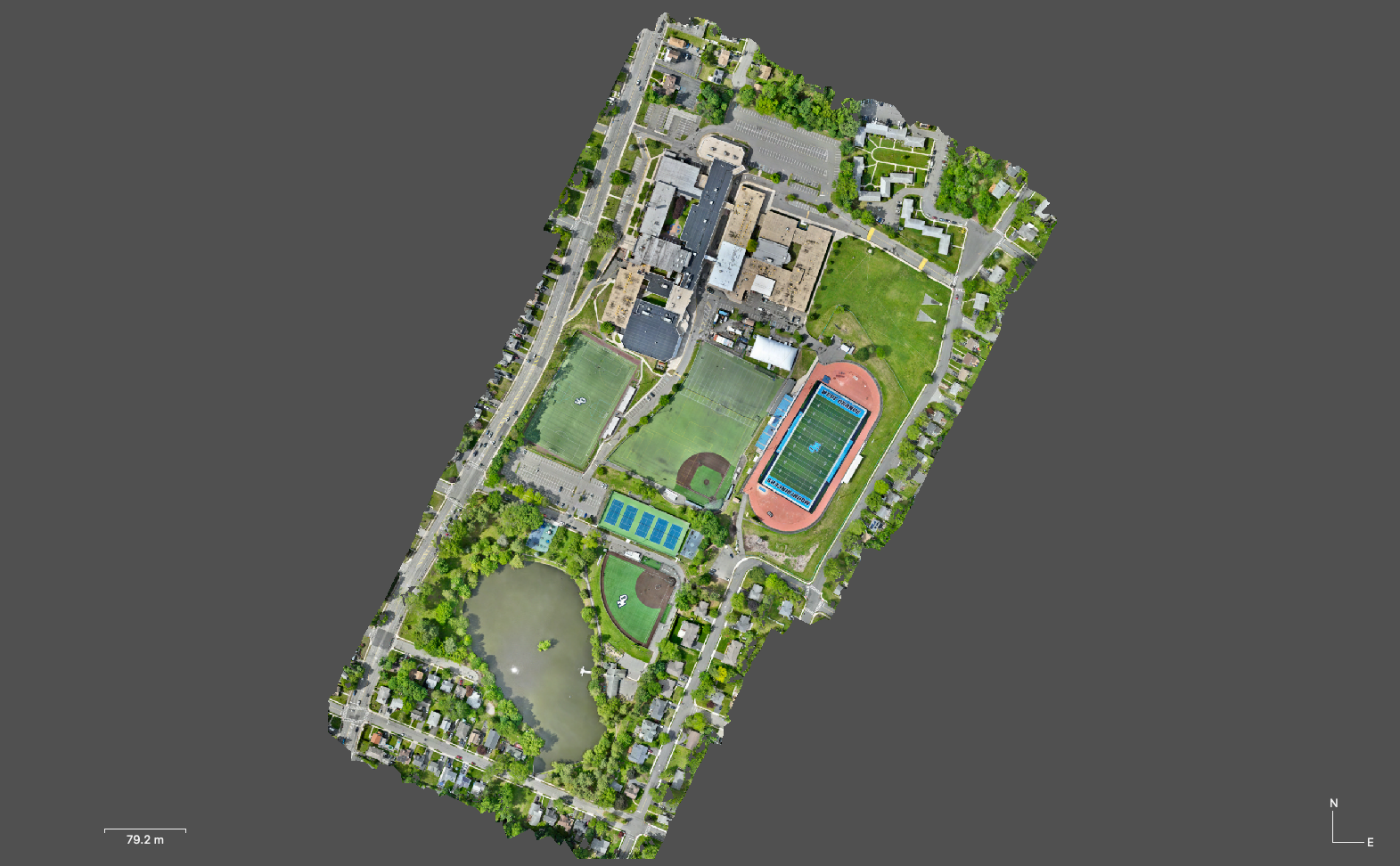 West Orange High School campus orthomosaic created by Apex Imaging and Data Solutions