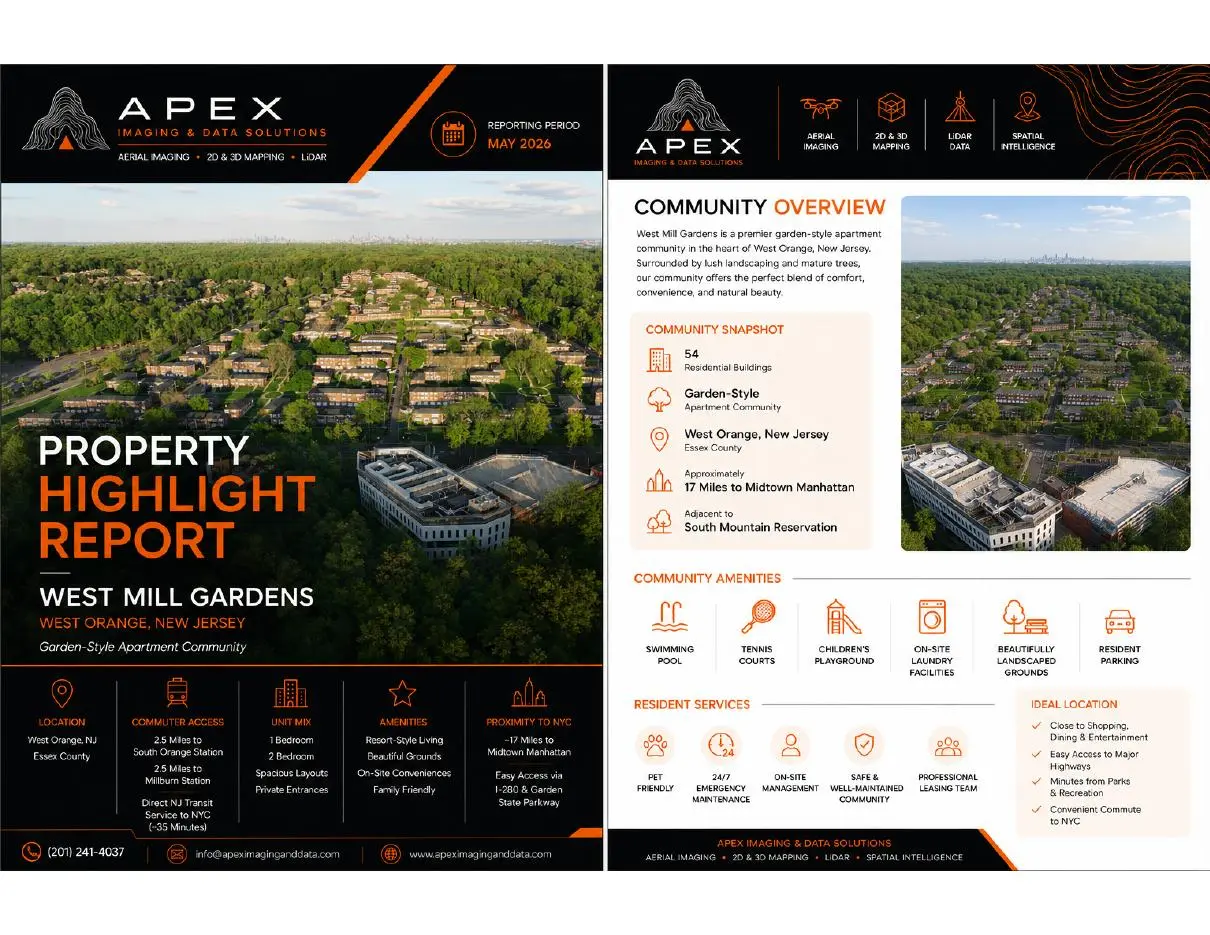 Preview of an Apex West Mill Gardens property highlight report
