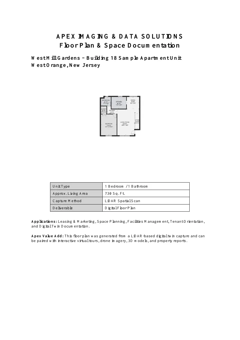 Preview of an Apex floor plan and space documentation report