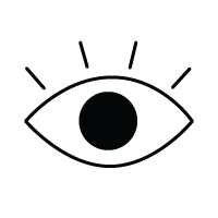 Black line graphic of an open eye
