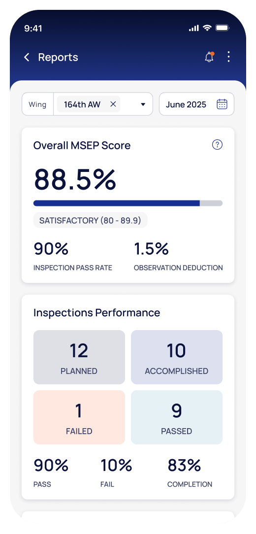 Mobile app screen showing a ramp overview with aircraft details, fuel levels, fault alert, and options for location, aircraft status, driver status, consumables, limitations, and configuration.