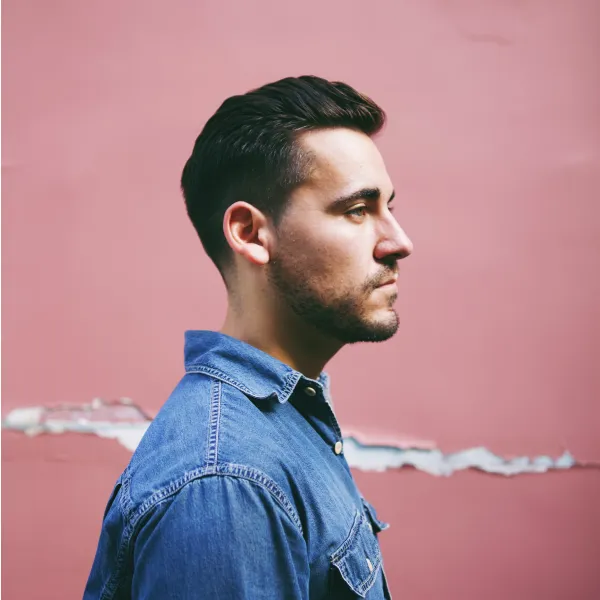 A side image of a man